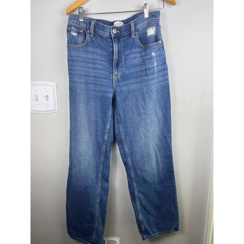 Abercrombie & Fitch The '90s Straight Ultra High Rise Jeans Size 29 8R Blue Dist